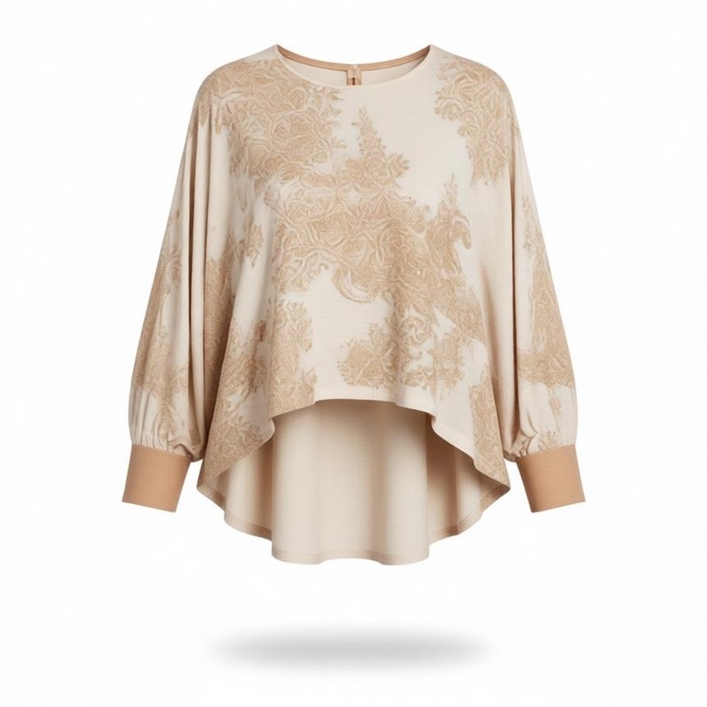 We‎ The Free Beige & Cream Oversized Top L Cozycore Boho Lagenlook High Low Soft